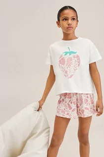 Piżamy damskie - Mango Kids Mango Kids piżama bawełniana dziecięca Berry kolor różowy z nadrukiem - grafika 1