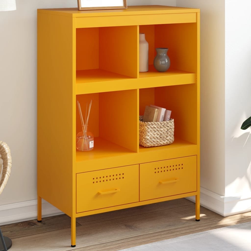 vidaXL Szafka musztardowy, 68x39x101,5 cm, stal walcowana na zimno
