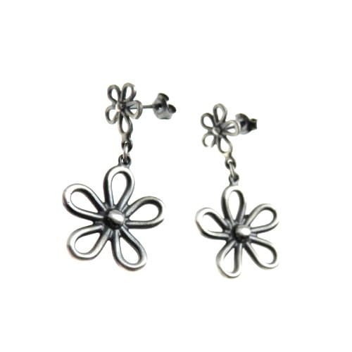 Ażurowe kwiatki 2 - kolczyki srebrne