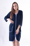 Szlafroki damskie - Bawełniany szlafrok Denisa ciemnoniebieski 4XL - miniaturka - grafika 1