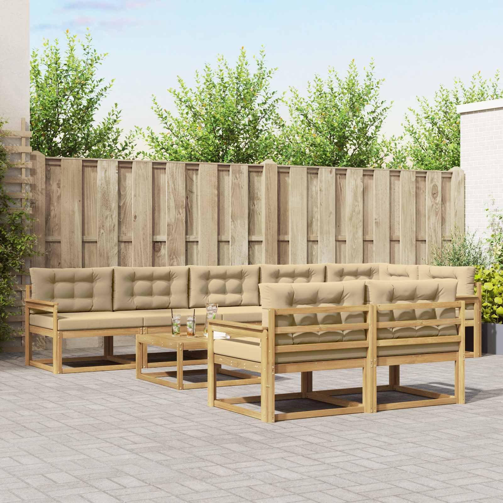 vidaXL Zestaw sof na zewnątrz 9 pcs Biały i Beżowy 79 x 79 x 37 cm