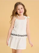 Dresy i komplety dla dziewczynek - Sinsay - Bawełniany komplet na lato z ozdobnym haftem - biały - miniaturka - grafika 1