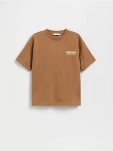 Reserved - Bawełniany t-shirt z nadrukiem - brązowy - Koszulki dla chłopców - miniaturka - grafika 1