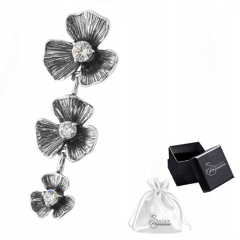 Srebrna Zawieszka próba 925 Srebro Wisiorek Kwiatowy Blask z Cyrkoniami