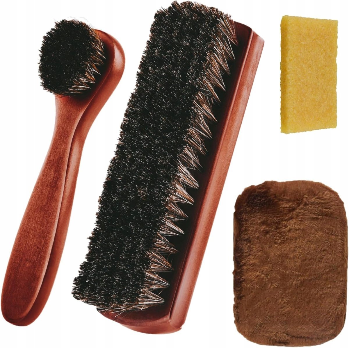 ZESTAW 4SZT. SZCZOTKI DO BUTÓW Z WŁOSIA KOŃSKIEGO NATURALNE DO POLEROWANIA