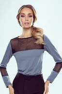 Bluzki damskie - Bluzka Tifany Szaro-Czarna Szaro-Czarny, XL - miniaturka - grafika 1