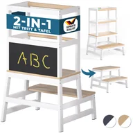 Krzesełka do karmienia - Wieża edukacyjna Barn Biały/Naturalny drewno sosnowe 93x51x50cm - miniaturka - grafika 1