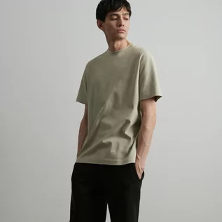 Koszulki męskie - Reserved PREMIUM T-shirt regular z bawełny organicznej - Zielony - grafika 1