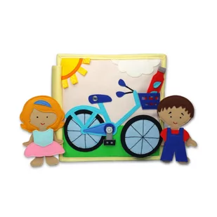 Książeczka Sensoryczna Duża, Quiet Book, Montessori - Mój rower/ Jolly Designs - Zabawki sensoryczne - miniaturka - grafika 1