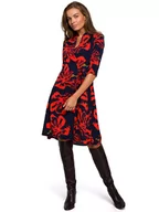 Sukienki - Stylove Sukienka w kolorze granatowo-czerwonym ze wzorem - miniaturka - grafika 1