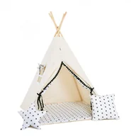 Namioty i tipi dla dzieci - SowkaDesign Namiot tipi dla dzieci, bawełna, okienko, poduszka, kremowa iskierka - miniaturka - grafika 1