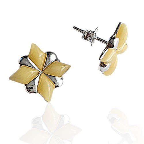 ankabizuteria.pl Kolczyki srebrne z żółtym bursztynem KWIATKI