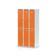 Szafki BHP - Alfa 3 Szafka ubraniowa 6-drzwiowa, drzwi pomarańczowe, zamek cylindryczny 1261710 - miniaturka - grafika 1