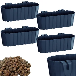 4x Skrzynka na balustradę DDECZ400 Doniczka balkonowa + Keramzyt 4l - Donice - miniaturka - grafika 1