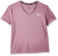 Koszulki i topy damskie - Nike koszulka damska W Nk Miler Top Vneck Plum Dust/Reflective Silver M - miniaturka - grafika 1