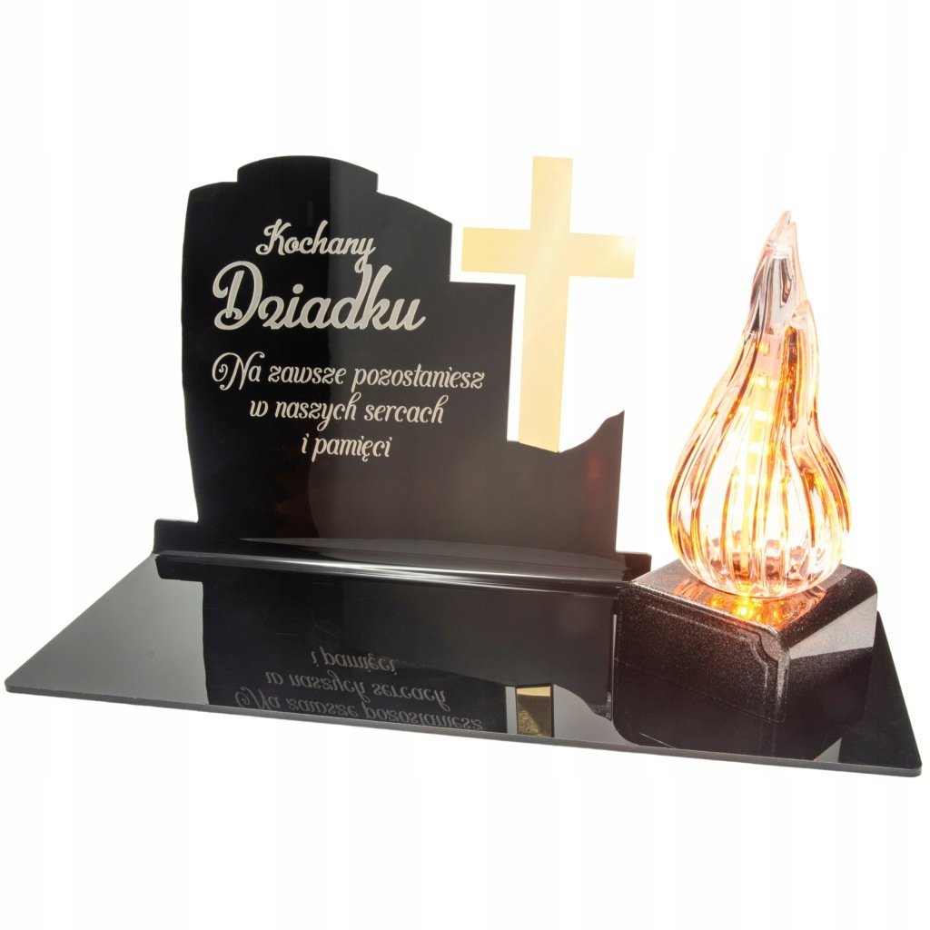 DEKORACJA na grób ZNICZ podstawka na cmentarz LAMPKA LED wieczna latarenka