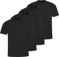 Koszulki męskie - koszulka męska hajo, 4-pak - Basic, krótki rękaw, okrągły dekolt, bawełna, gładka czarna 5XL - miniaturka - grafika 1