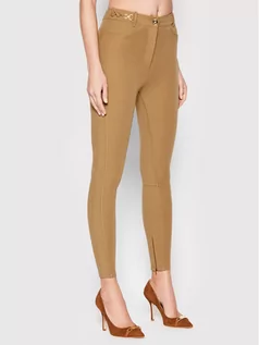 Spodnie damskie - Elisabetta Franchi Spodnie materiałowe PA-011-16E3-V360 Brązowy Skinny Fit - grafika 1
