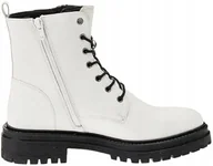 Botki damskie - GEOX BIAŁE SKÓRZANE BOTKI DAMSKIE OZDOBNE SZNUROWANIE 41 6AA - miniaturka - grafika 1