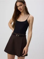 Spodenki damskie - Reserved - Spódnico-szorty z paskiem - ciemnobrązowy - miniaturka - grafika 1