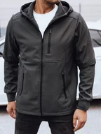 Kurtki męskie - Kurtka męska przejściowa softshell z kapturem ciemnoszara Dstreet TX4818 - miniaturka - grafika 1