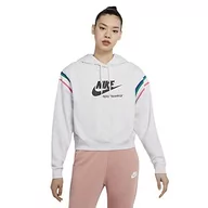 Bluzy damskie - Nike Damska bluza sportowa Heritage Po Hoodie biały Birch Heather/Black S - miniaturka - grafika 1