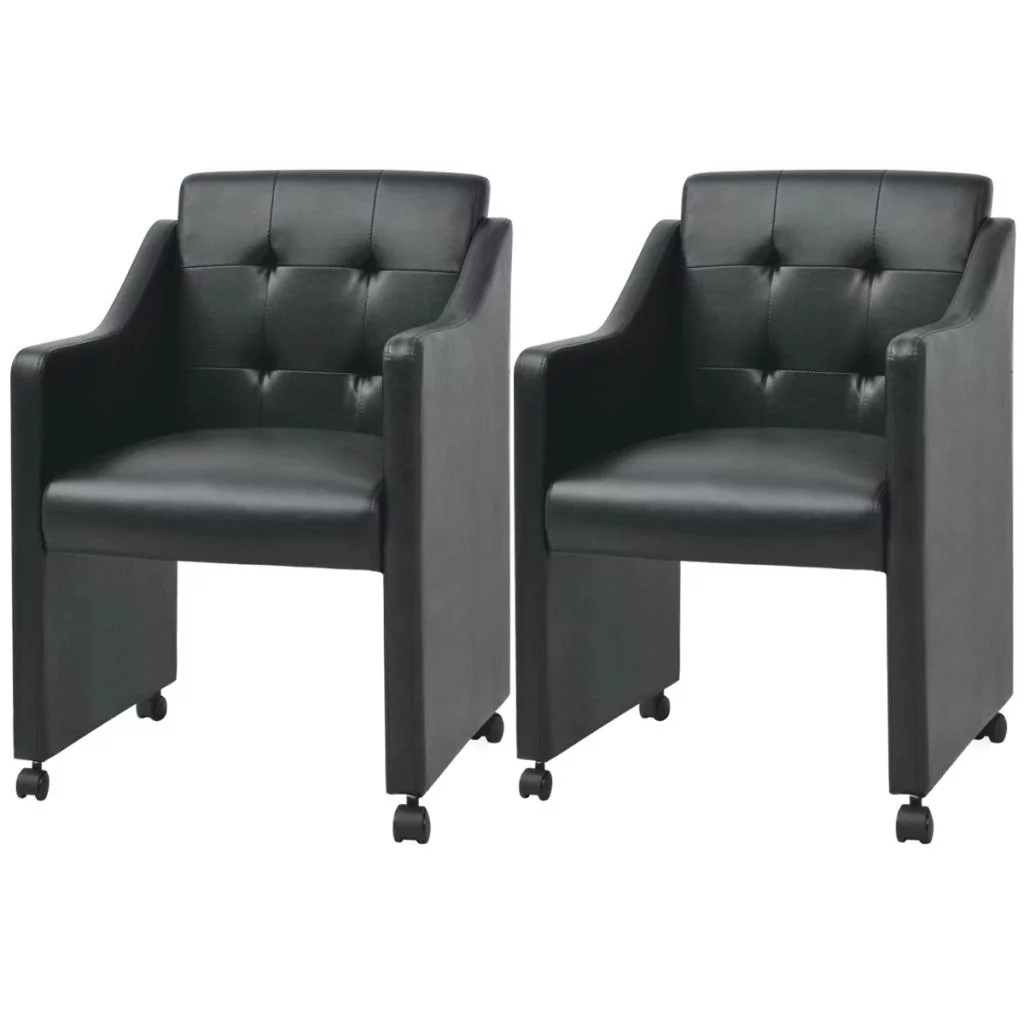 Krzesła do jadalni z czarną eko skórą 2 szt. 59x57,5x86,5 cm