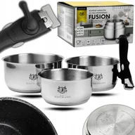Zestawy garnków i patelni - ZESTAW GARNKÓW na INDUKCJĘ FUSION ZESTAW 3 GARNKI RONDEL +RĄCZKA STAL 18/0 - miniaturka - grafika 1