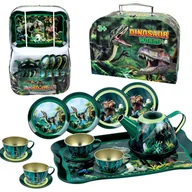 Zabawki interaktywne dla dzieci - Duży Zestaw Do Herbaty W Walizce Dinozaury Dzbanek Taca Talerze Filiżanki - miniaturka - grafika 1