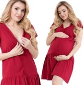 Piżamy ciążowe - Formommy Koszula Ciążowa Karmienia Falbanka Bordowa 3XL - miniaturka - grafika 1