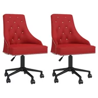 Krzesła - shumee shumee Obrotowe krzesła stołowe 2 szt. winna czerwień aksamitne - miniaturka - grafika 1