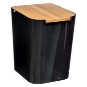 Kosze na śmieci - 5five Simple Smart Kosz łazienkowy na śmieci czarny z bambusową pokrywą 5l 155924C - miniaturka - grafika 1