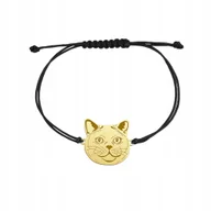 Bransoletki - Bransoletka Złota Kot Brytyjski Krótkowłosy sznurek 925 Biżuteria GRAWER - miniaturka - grafika 1