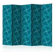 Parawany - Parawan 5-częściowy - Geometria turkusu II [Room Dividers] (rozmiar 225x172) - miniaturka - grafika 1