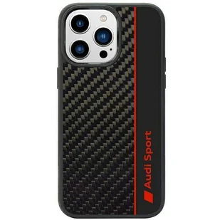 Etui Audi Carbon Fiber Stripe na iPhone 14 Pro - czarne AUS-TPUPCIP14P-R8/D1-BK - Etui i futerały do telefonów - miniaturka - grafika 1