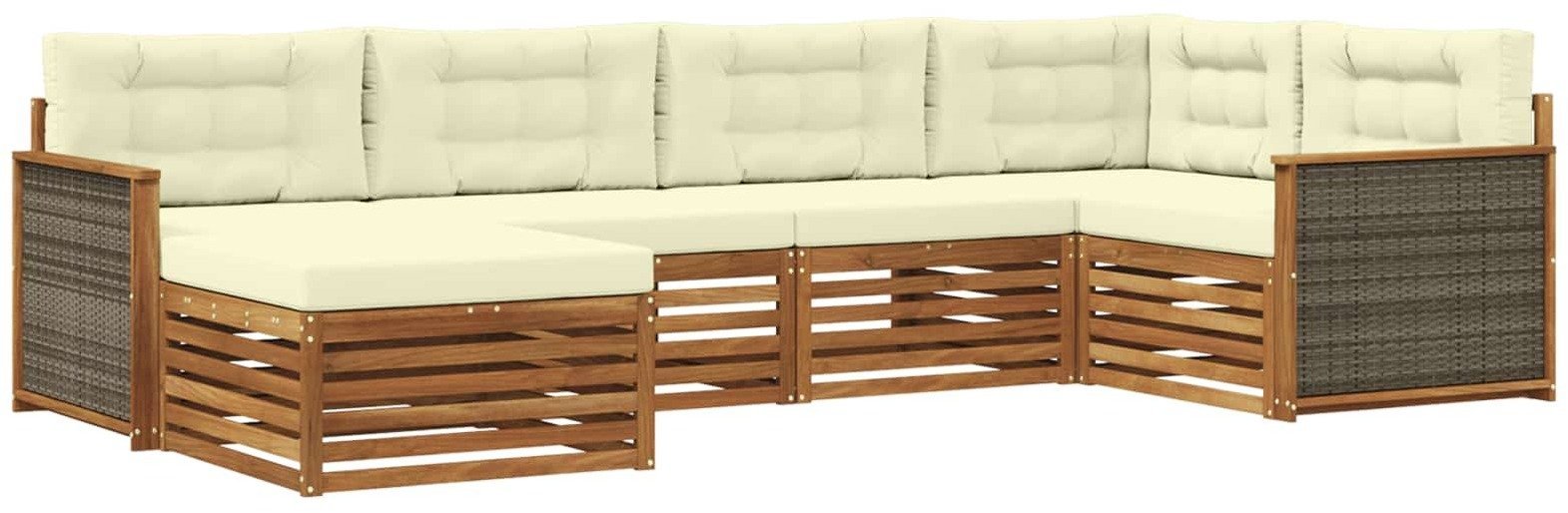 vidaXL Zestaw sof na zewnątrz z poduszką 6 pcs Naturalny i Kremowy