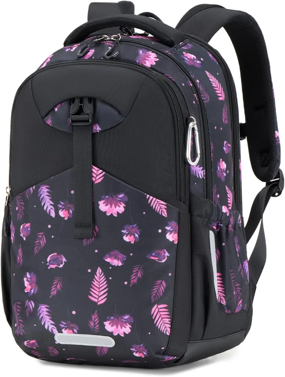 Plecak szkolny ergonomiczny M czarny wodoodporny odblaskowy laptop 15,6