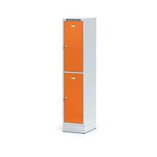 Alfa 3 Metalowa szafka ubraniowa 2-drzwiowa na cokole, drzwi pomarańczowe, zamek cylindryczny 1261740 - Szafki BHP - miniaturka - grafika 1