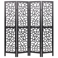 Parawany - 4-panelowy składany parawan pokojowy drewniany 170 x 163 cm czarny PIANLARGO - miniaturka - grafika 1