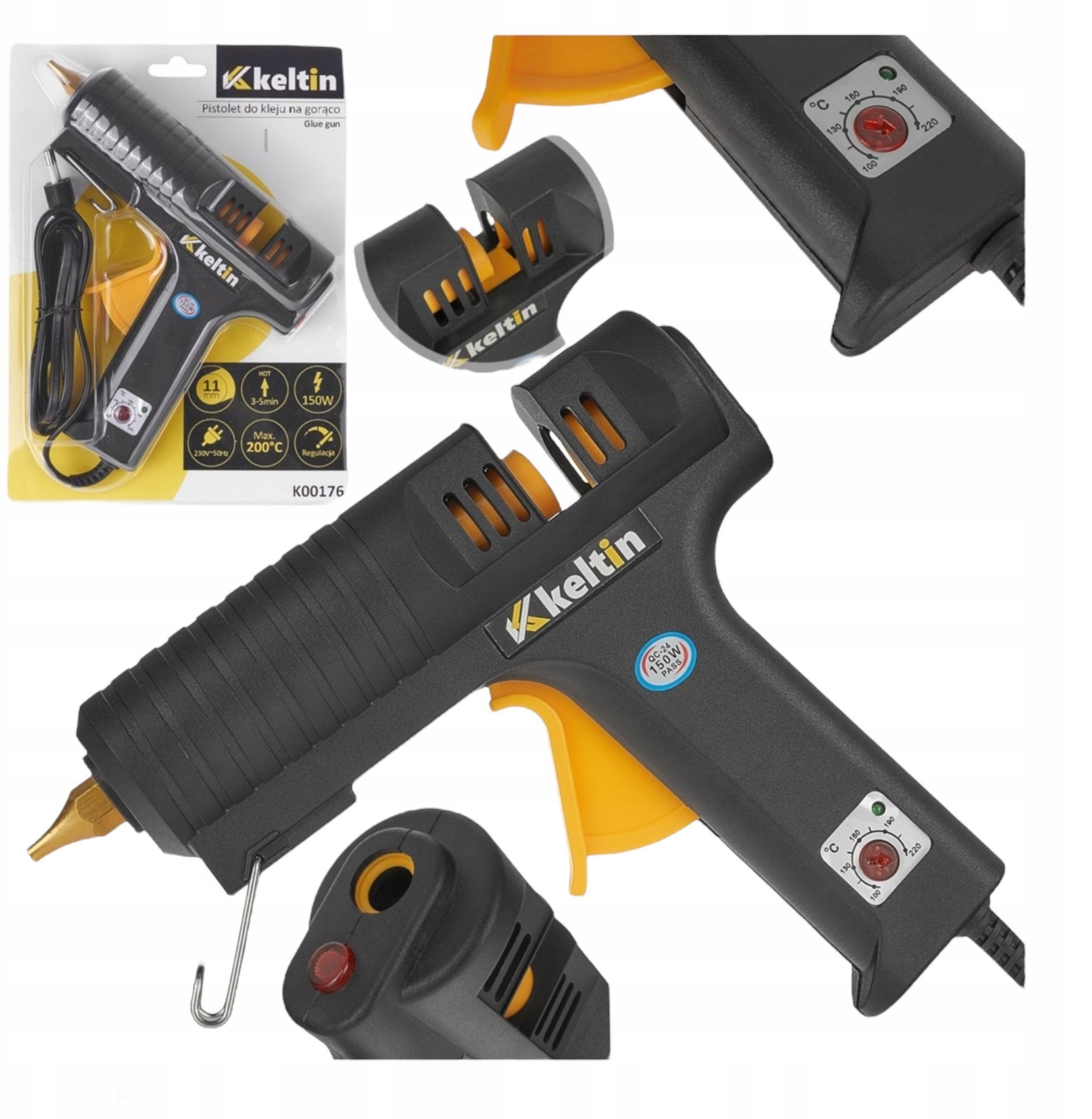 Pistolet do kleju na gorąco 5-stopniowy 150W 12/48