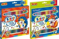 Temperówki - St-Majewski Kredki Kredki szkolne BAMBINO trójkątne dwustronne 24/48 kolorów + temperówka - miniaturka - grafika 1
