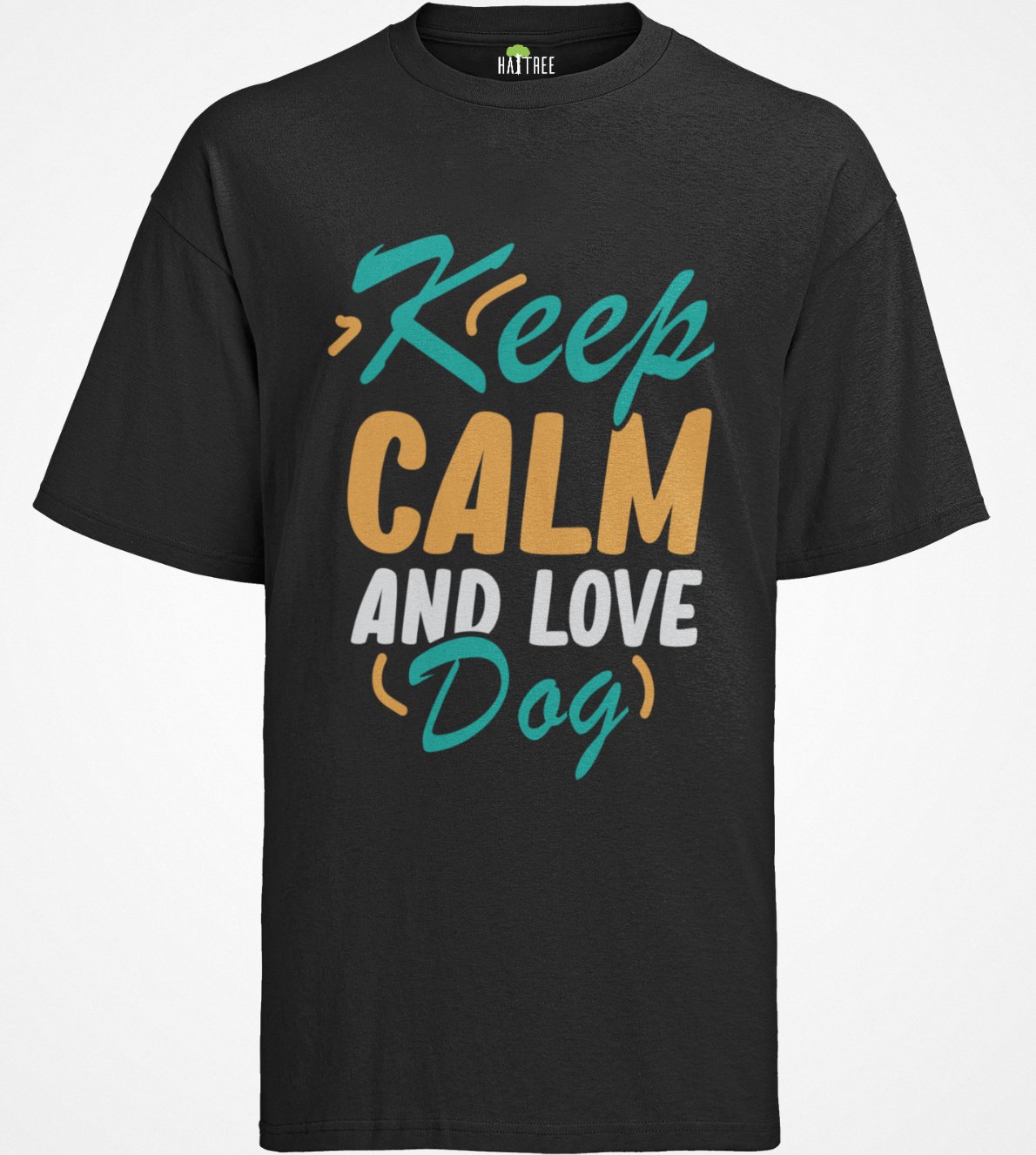 Organiczny męski t-shirt dla psa z napisem Keep Calm and Love Dog