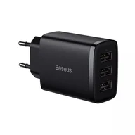 Ładowarki do telefonów - Ładowarka sieciowa Baseus Compact 3x USB Type A 17W Czarna - miniaturka - grafika 1