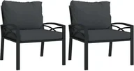 Fotele i krzesła ogrodowe - vidaXL Krzesła ogrodowe z szarymi poduszkami 2 szt. 68x76x79 cm stalowe - miniaturka - grafika 1