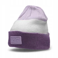 Czapki damskie - CZAPKA dziecięca dziewczęca 4F ZIMOWA beanie CIEPŁA dwuwarstwowa FIOLETOWA - miniaturka - grafika 1