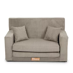 Sofa kanapa rozkładana dla dzieci piankowa pufa sztruks beżowy - Zestawy mebli dla dzieci - miniaturka - grafika 1