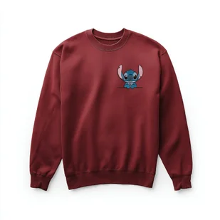 Bluza bordowa z haftem Stitch Urocza postać z bajki Unisex M - Bluzy męskie Bluza bordowa z haftem Stitch Urocza postać z bajki Unisex M - Bluzy męskie - miniaturka - grafika 1