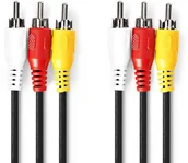 Kable komputerowe i do monitorów - Kabel Nedis Kompozitvideo kabel 3x RCA Male - 3x RCA Male 1 5 m czarny CVGL24300BK15 - miniaturka - grafika 1
