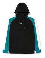 Bluzy męskie - FILA Męska bluza z kapturem Solana Blocked Black-Alexandrite-Bright White, L, Czarny, alexandrite-Bright White, L - miniaturka - grafika 1