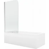 Wanny - Mexen Cubik wanna prostokątna 170 x 70 cm z obudową i parawanem 1-skrzydłowym 80 cm, transparent, chrom - miniaturka - grafika 1